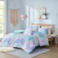 Cheapest 🛒 Intelligent Design Lisa Watercolor Tie Dye Printed Duvet Cover Set Aqua 👍