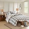 Budget 🤩 Madison Park Prewitt King/California King 3pc Cotton Printed Reversible Duvet Cover Set Gray 👍