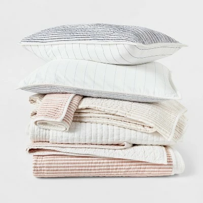 Discount 🔔 Reversible Cotton Stripe Quilt Collection - Threshold™ ⌛ 1 Discount 🔔 Reversible Cotton Stripe Quilt Collection - Threshold™ ⌛