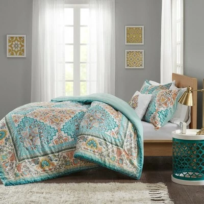 Discount π Intelligent Design Twin/Twin XL Kalani Seersucker Boho Printed Duvet Cover Set Teal π 2 Discount π Intelligent Design Twin/Twin XL Kalani Seersucker Boho Printed Duvet Cover Set Teal π - Image 2