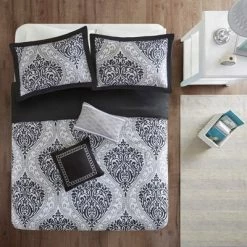 Best reviews of 😀 Intelligent Design Black Chelsea Damask Print Duvet Cover Set King/California King 5pc 🧨