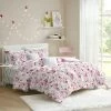 Hot Sale ⭐ Intelligent Design Penelope Floral Printed Ruched Duvet Cover Set Pink ❤️