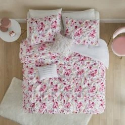 Hot Sale ⭐ Intelligent Design Penelope Floral Printed Ruched Duvet Cover Set Pink ❤️ -Bedding Sets & Collections Sales Shop unnamed file 10265