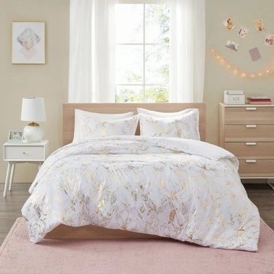 Discount π Intelligent Design Megan Metallic Printed Floral Duvet Cover Set π₯ 1 Discount π Intelligent Design Megan Metallic Printed Floral Duvet Cover Set π₯