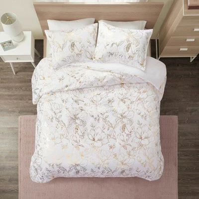 Discount π Intelligent Design Megan Metallic Printed Floral Duvet Cover Set π₯ 2 Discount π Intelligent Design Megan Metallic Printed Floral Duvet Cover Set π₯ - Image 2