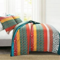 Brand new 😍 Lush Decor Boho Stripe Duvet Set Turquoise/Tangerine - Lush Décor 🧨
