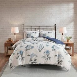 Best Pirce 😍 Madison Park Benita King/California King 3pc Printed Seersucker Duvet Cover Set Blue 💯