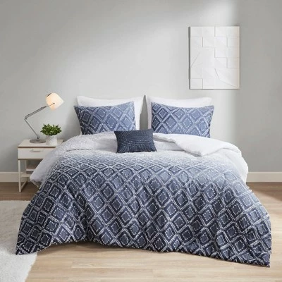 Best Sale π― Intelligent Design Camille Ombre Clipped Jacquard Duvet Cover & Sham Set Navy π€© 3 Best Sale π― Intelligent Design Camille Ombre Clipped Jacquard Duvet Cover & Sham Set Navy π€© - Image 3