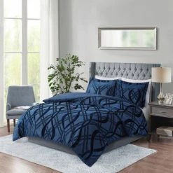 Wholesale π Madison Park King/California King Morgan Velvet Duvet Set Navy π