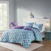 Best deal 😍 Mi Zone Daphne Metallic Printed Reversible Duvet Cover Set Aqua/Purple 👍