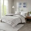 Budget 🔔 Urban Habitat 3pc Mason Stripe Print Ultra Soft Cotton Blend Jersey Knit Duvet Cover Set Gray 🧨