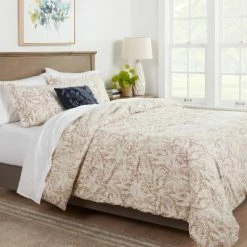 Top 10 🎁 Reversible Neutral Botanical Family-Friendly Comforter & Sham Set - Threshold™ Neutral Floral ❤️