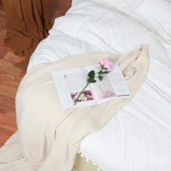 Best Sale 🔔 3 Pcs Washed Polyester with Pompoms Tassels Bedding Sets Queen White - PiccoCasa ✔️ -Bedding Sets & Collections Sales Shop unnamed file 10755