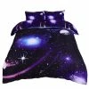 Flash Sale 🤩 3 Pcs Polyester Galaxy Sky Cosmos Night Bedding Sets Queen Dark Purple - PiccoCasa ❤️
