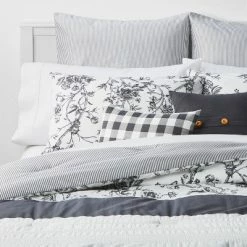 New 🧨 8pc Brookton Reversible Farmhouse Floral Comforter Set Charcoal - Threshold™ 👏 -Bedding Sets & Collections Sales Shop unnamed file 1078