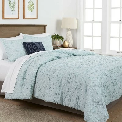 Buy 👏 Clipped Chenille Comforter & Sham Set - Threshold™ Light Aqua 😍 1 Buy 👏 Clipped Chenille Comforter & Sham Set - Threshold™ Light Aqua 😍