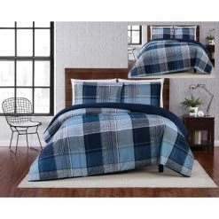 Outlet ⌛ Trey Plaid Duvet Cover Set Navy - Truly Soft 🎁 -Bedding Sets & Collections Sales Shop unnamed file 10805