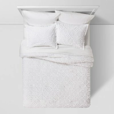 Buy 👏 Clipped Chenille Comforter & Sham Set - Threshold™ Light Aqua 😍 2 Buy 👏 Clipped Chenille Comforter & Sham Set - Threshold™ Light Aqua 😍 - Image 2