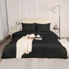 Discount 🌟 3 Pcs Satin Silk Solid Bedding Sets Queen Black - PiccoCasa ✔️