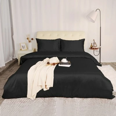 Discount π 3 Pcs Satin Silk Solid Bedding Sets Queen Black - PiccoCasa βοΈ 1 Discount π 3 Pcs Satin Silk Solid Bedding Sets Queen Black - PiccoCasa βοΈ