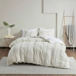 Best Sale 😀 Camden Organic Cotton Yarn Dyed Oversized Duvet Set- Clean Spaces Taupe ❤️ -Bedding Sets & Collections Sales Shop unnamed file 11097