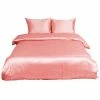 Hot Sale 🤩 3 Pcs Satin Silk Solid Bedding Sets Queen Pink - PiccoCasa 😀