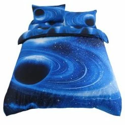 Cheapest 🎉 4 Pcs Twin Polyester Galaxy Sky Cosmos Night Bedding Sets Twin Blue - PiccoCasa 🌟