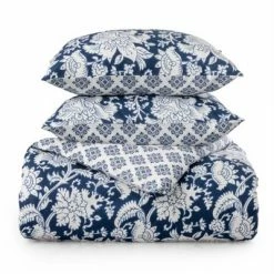 Deals ⭐ Kyra Cotton Percale Duvet Cover Set - Martha Stewart Navy 👍