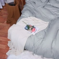 Best reviews of 💯 3 Pcs Washed Cotton Solid with Bowknot Closure Design Bedding Sets Queen Light Gray - PiccoCasa 🔔 -Bedding Sets & Collections Sales Shop unnamed file 11504