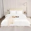 Best Pirce 😍 3 Pcs Polyester Satin Silk Solid Bedding Sets King Cream White - PiccoCasa 🎉