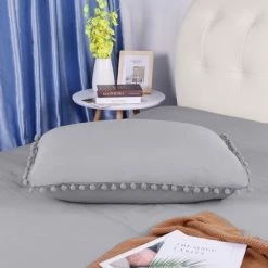 Flash Sale 😀 2 Pieces Soft Washed Polyester Pompon Bedding Duvet Cover Set - PiccoCasa 👍 -Bedding Sets & Collections Sales Shop unnamed file 11537