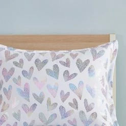 Outlet ❤️ Mi Zone Josie Iridescent Metallic Heart Printed Duvet Set 👍 -Bedding Sets & Collections Sales Shop unnamed file 11551