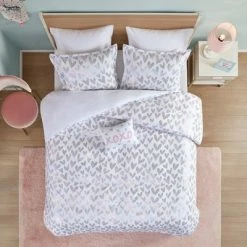 Outlet ❤️ Mi Zone Josie Iridescent Metallic Heart Printed Duvet Set 👍 -Bedding Sets & Collections Sales Shop unnamed file 11558