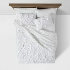 Deals ⭐ White Pinched Pleat Comforter Set (Full/Queen) 3pc - Threshold™ 👏 -Bedding Sets & Collections Sales Shop unnamed file 1167