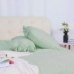 Hot Sale 🔥 3 Pcs Washed Cotton Solid with Bowknot Closure Design Bedding Sets King Green - PiccoCasa 👏 -Bedding Sets & Collections Sales Shop unnamed file 11761