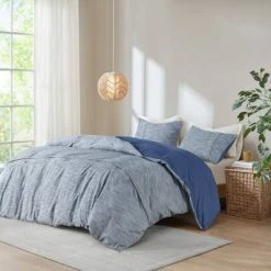 Cheap 👍 Reese Organic Cotton Oversized Duvet Set - Clean Spaces Indigo 👏