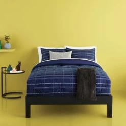 Discount 🔥 Grid Print Reversible Decorative Comforter Set with Throw - Room Essentials™ Blue 🔥 -Bedding Sets & Collections Sales Shop unnamed file 1180