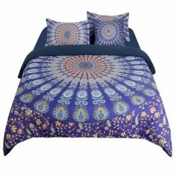 Deals ✨ 5 Pcs Polyester Bohemian Bedding Sets King Navy Blue - PiccoCasa 🛒