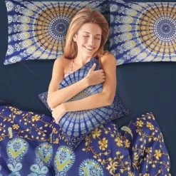 Deals ✨ 5 Pcs Polyester Bohemian Bedding Sets King Navy Blue - PiccoCasa 🛒 -Bedding Sets & Collections Sales Shop unnamed file 11824