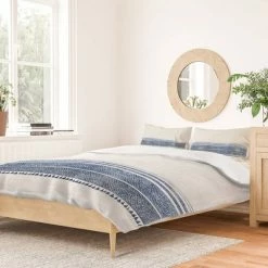 Promo 💯 Holli Zollinger French Chambray Tassel 100% Cotton Duvet Set - Deny Designs Blue 👍