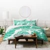 Promo 🌟 Green Floral Bianca Linocut Monstera Rosy Duvet Cover - Deny Designs 💯