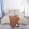 Best deal ⭐ 3 Pcs Washed Polyester with Pompoms Tassels Bedding Sets Queen Tan - PiccoCasa 🔥