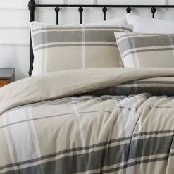 Cheap ✔️ Preston Plaid Flannel Duvet Cover Set - Truly Soft Khaki ✔️