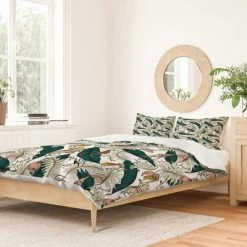 Discount 🤩 Floral Holli Zollinger Orchid Garden Amora Duvet Cover Set Green - Deny Designs 😍