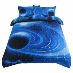 Coupon 🤩 3 Pcs Queen Polyester Galaxy Sky Cosmos Night Pattern 3D Printed Bedding Sets Royal Blue - PiccoCasa 🎁