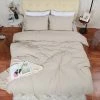 Best Sale ✔️ 3 Pcs Washed Cotton Solid with Bowknot Closure Design Bedding Sets Queen Tan - PiccoCasa 🔔
