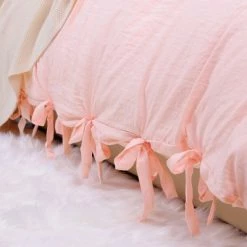 Best Sale ⭐ 3 Pcs Washed Cotton Solid with Bowknot Closure Design Bedding Sets King Light Pink - PiccoCasa 🎁 -Bedding Sets & Collections Sales Shop unnamed file 12105