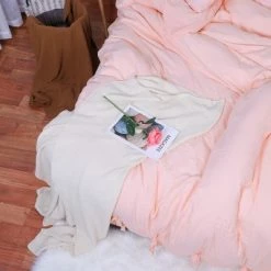 Best Sale ⭐ 3 Pcs Washed Cotton Solid with Bowknot Closure Design Bedding Sets King Light Pink - PiccoCasa 🎁 -Bedding Sets & Collections Sales Shop unnamed file 12106