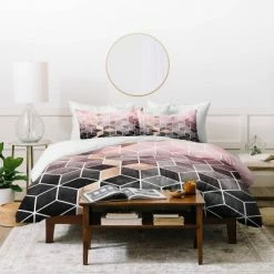 Hot Sale ✔️ Elisabeth Fredriksson Gradient Cubes Duvet Set Pink - Deny Designs 💯