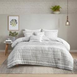 Budget 🔔 Urban Habitat Jordan Cotton Clip Jacquard 5pc Duvet Set Gray 🤩 -Bedding Sets & Collections Sales Shop unnamed file 12397